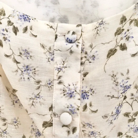 $890 Brock Collection Thelma Linen Cotton Floral Cottage Core Puff Sleeve Blouse - Picture 14 of 17